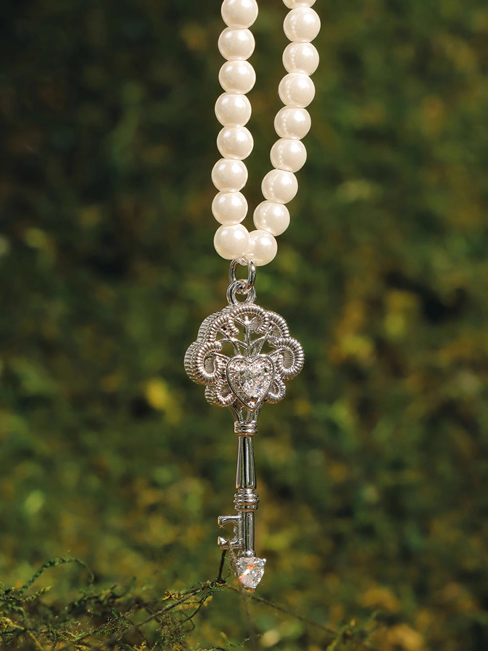 MUKTANK×SUN Lace key pearl necklace