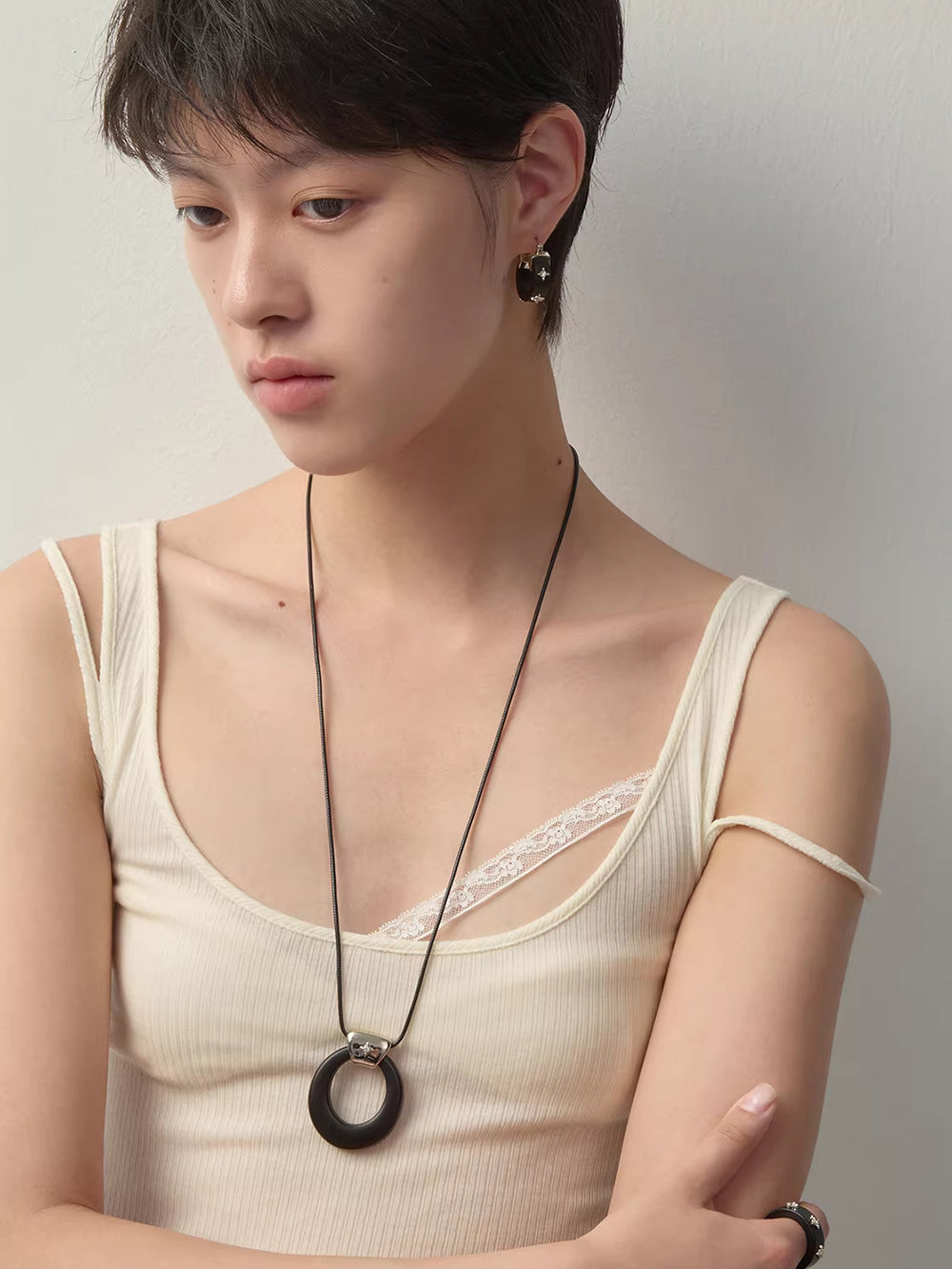 MUKTANK×SUN HUNTER Wooden Ring Iris Braided String Necklace