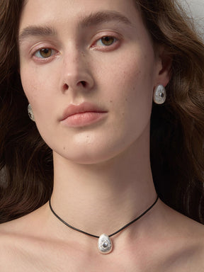 MUKTANK×SUN HUNTER Oval Brushed Adjustable Slider Necklace