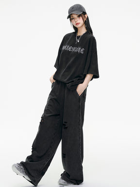 MUKTANK x ARDENCODE Washed Embellished Oversized Cotton T-shirt