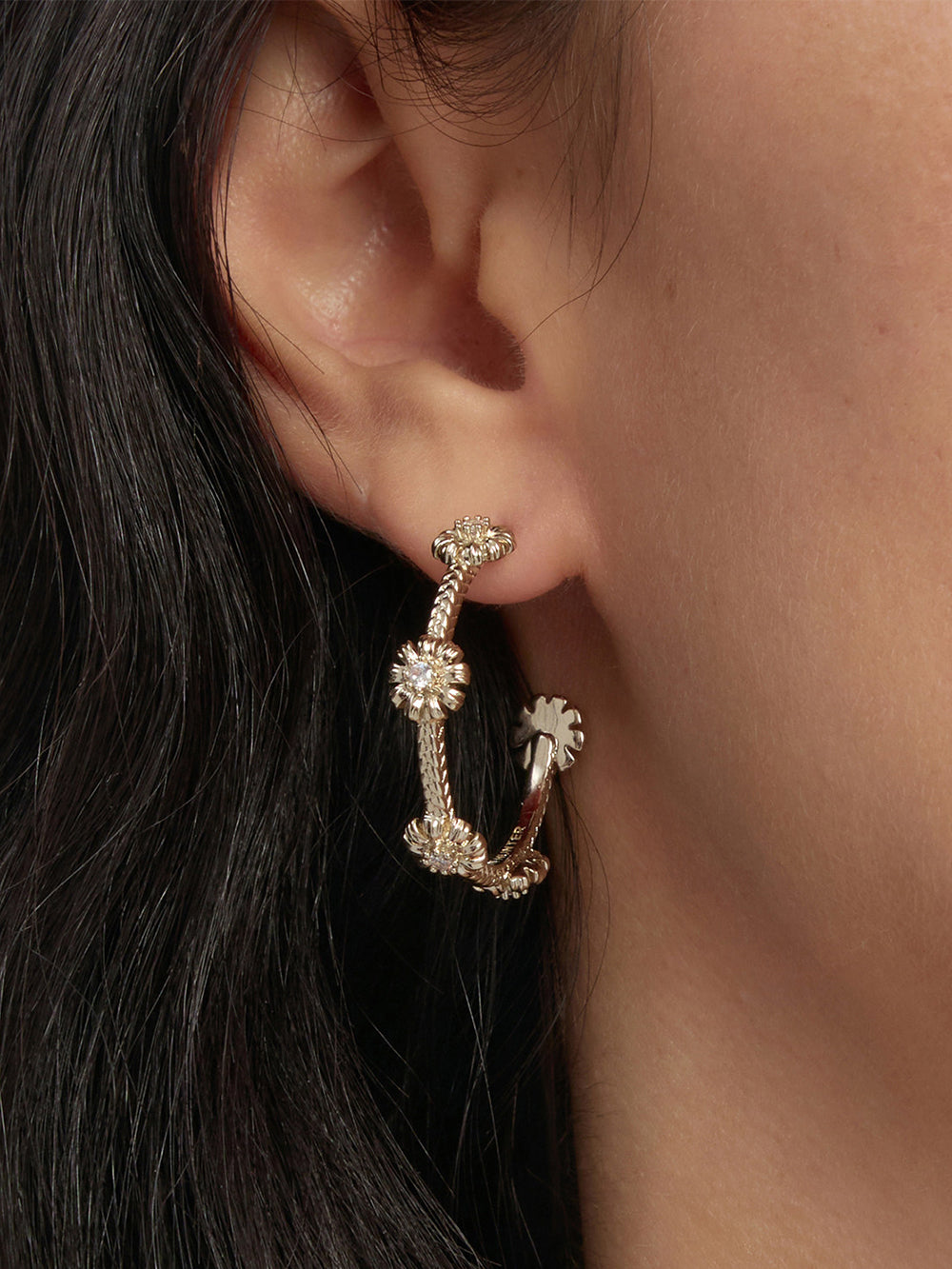 MUKTANK×SUN HUNTER Garden daisy C hoop earrings - Small size