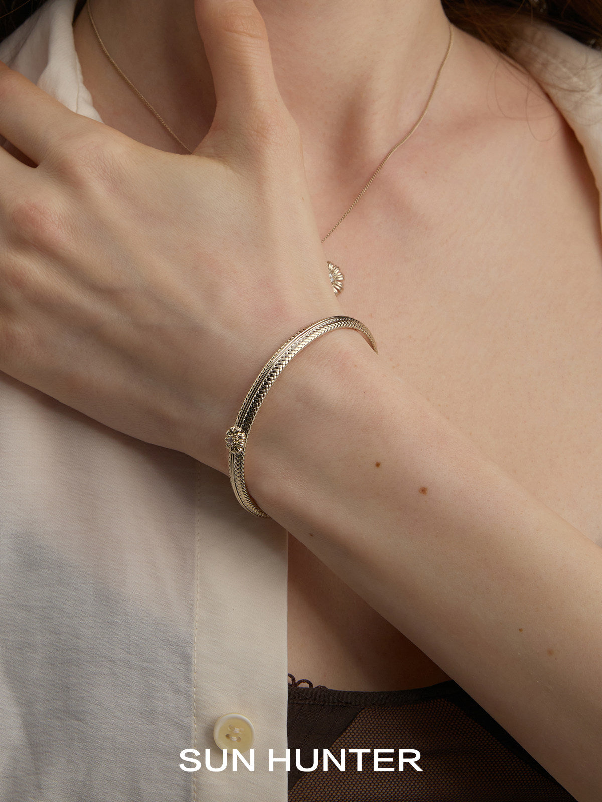 MUKTANK×SUN HUNTER Garden Woven Bangle (Daisy Edition)