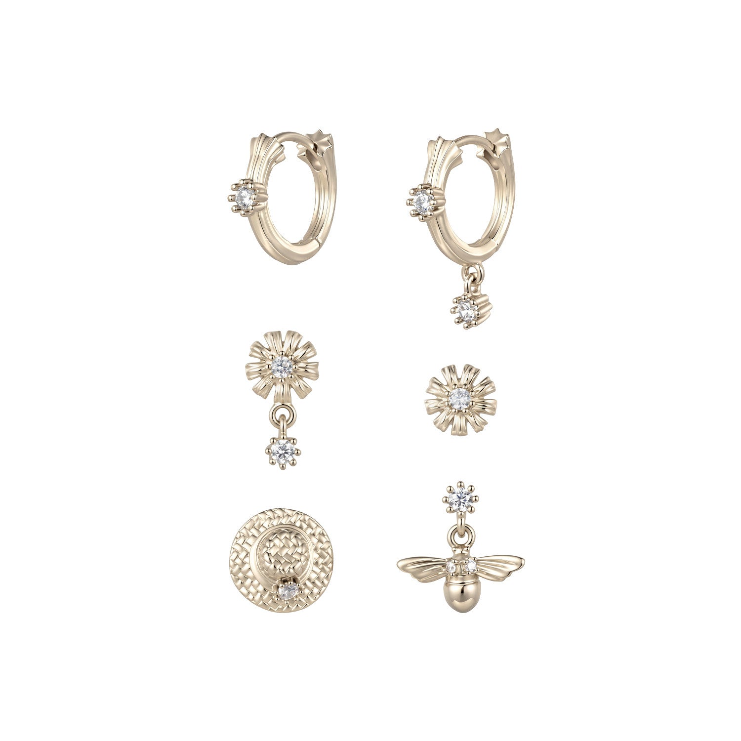 MUKTANK×SUN HUNTER Three-pair earrings for the garden