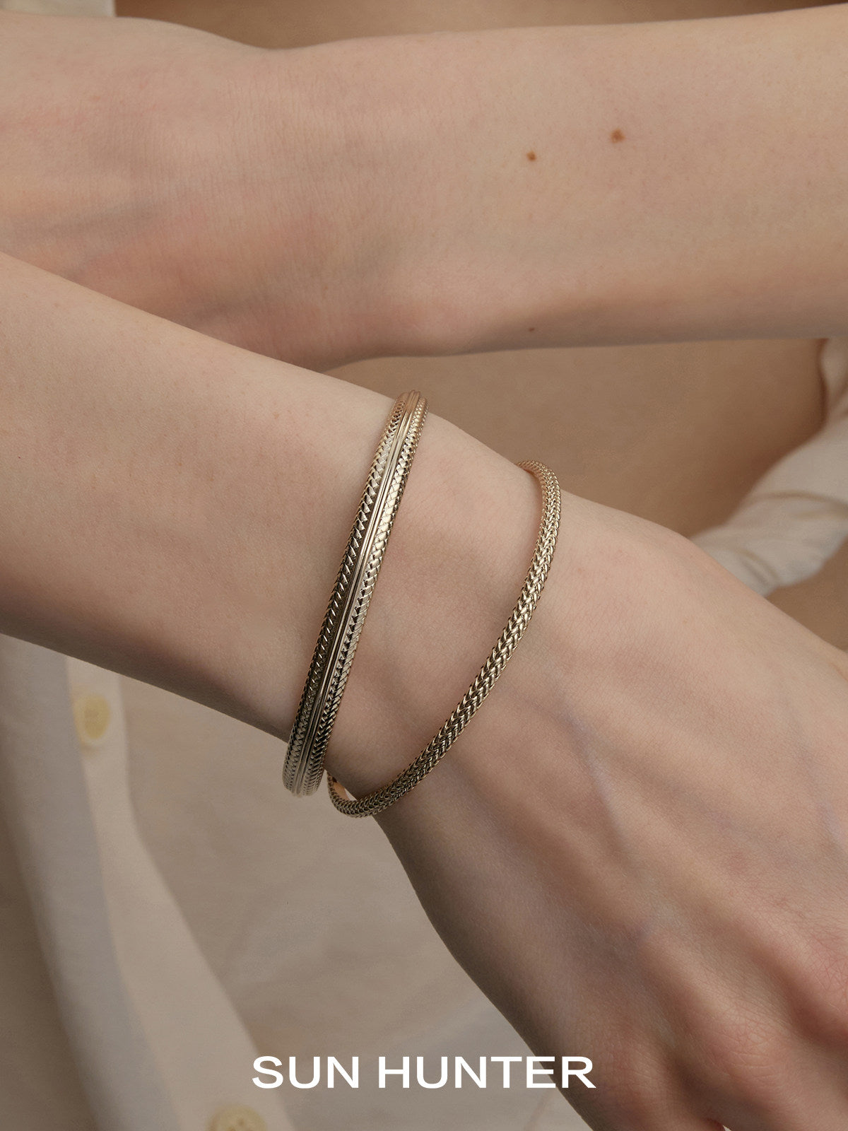 MUKTANK×SUN HUNTER Garden Woven Bangle (Narrow)