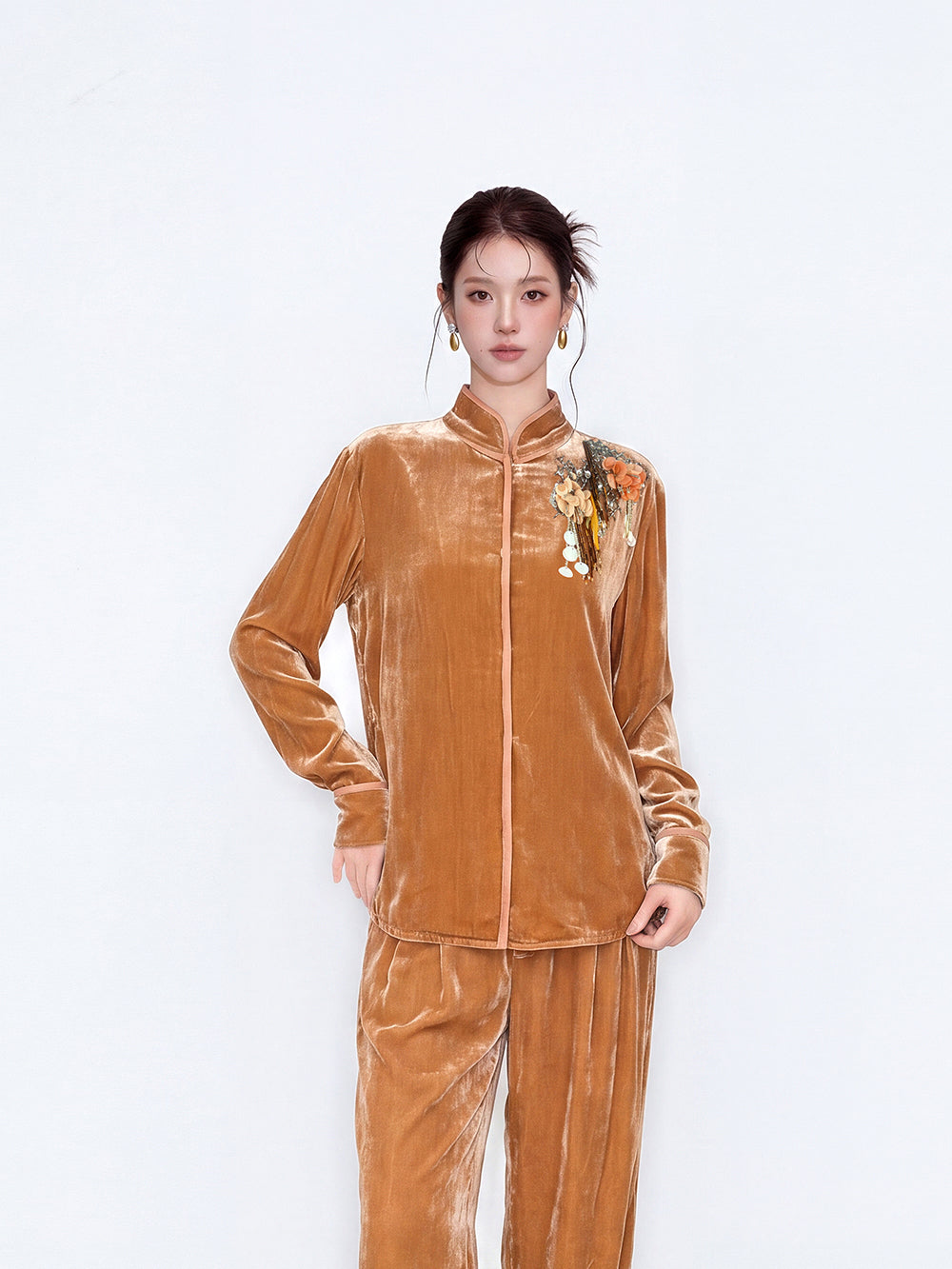MUKZIN×Capsule Collection New Chinese-Style Silk Velvet Trouser Set