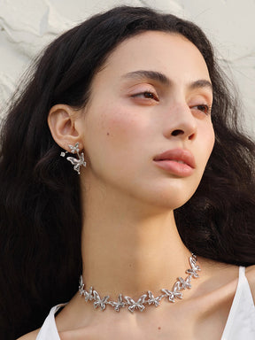 MUKTANK×SUN HUNTER “Emergence”Lace Butterfly Earrings with Upper and Lower Parts