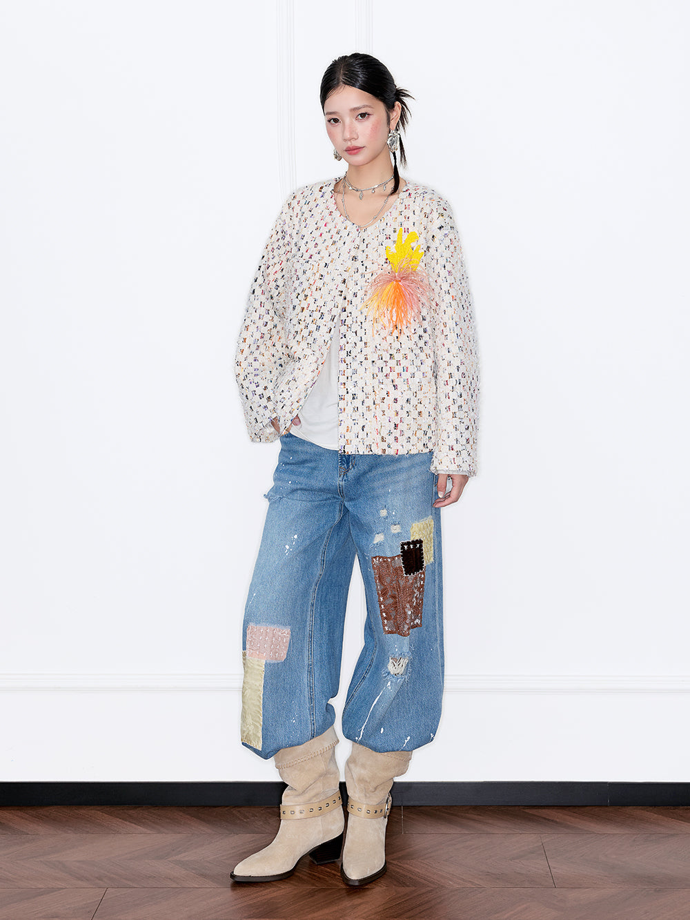 MUKZIN“Capsule Collection”Loose-Fit Tweed Boucle Jacket