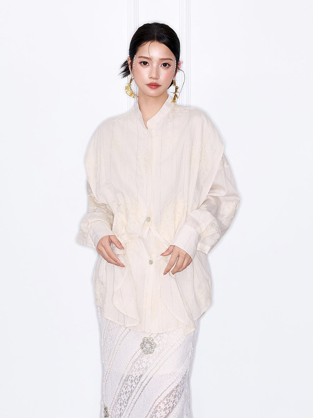 MUKZIN“Night Ballad of Chang'an”Women's New Chinese Style Embroidered Loose Shirt - Hot Selling Stand Collar Blouse