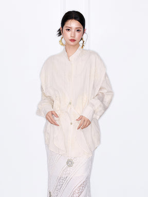 MUKZIN“Night Ballad of Chang'an”Women's New Chinese Style Embroidered Loose Shirt - Hot Selling Stand Collar Blouse
