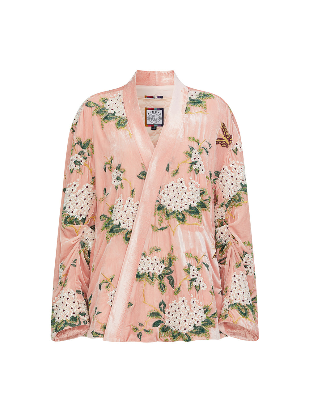 MUKZIN“The Sequence of Deer's Call”Pink Velvet Chinese-Style Floral Embroidery Loose Casual Outerwear