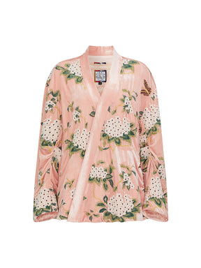 MUKZIN“The Sequence of Deer's Call”Pink Velvet Chinese-Style Floral Embroidery Loose Casual Outerwear