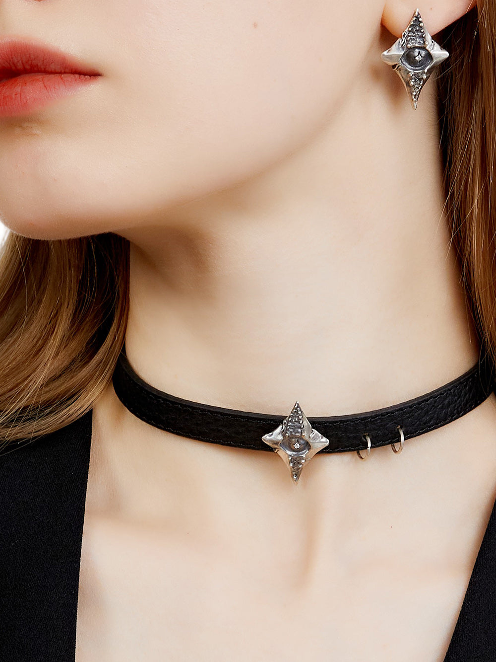 MUKTANK X QUANDO Dark Star's Eye Pure Silver Leather Necklace