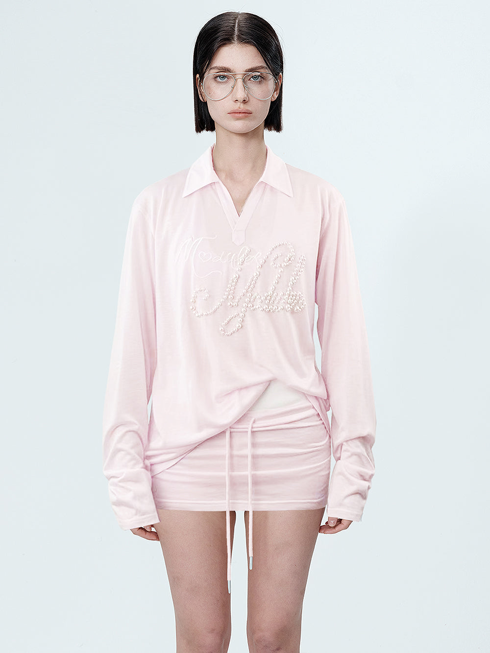 MUKTANK×MODULER Heavy-Detailed Polo Shirt with Pearl Embroidery