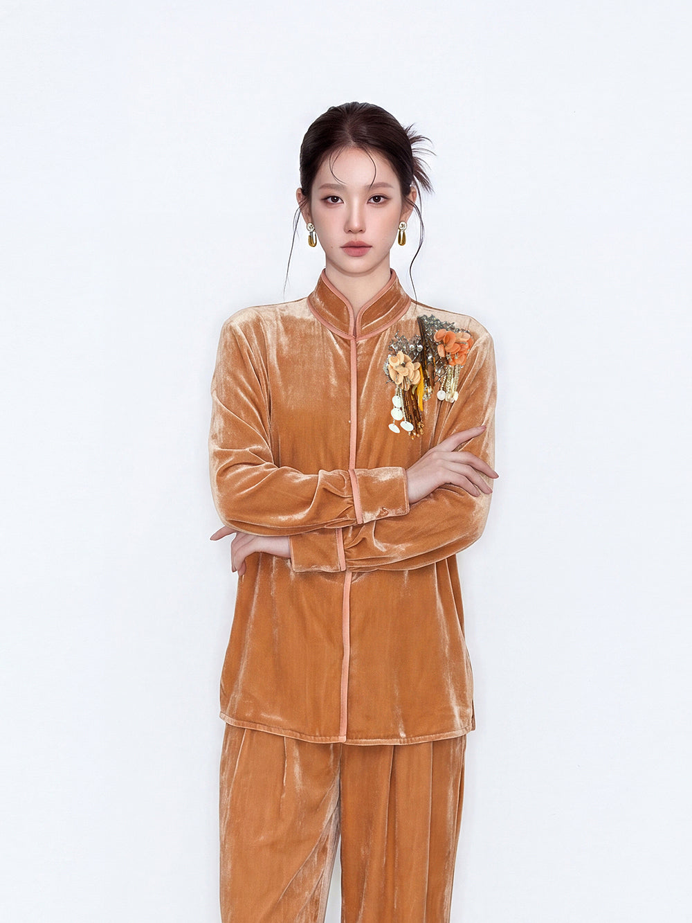MUKZIN×Capsule Collection New Chinese-Style Silk Velvet Trouser Set
