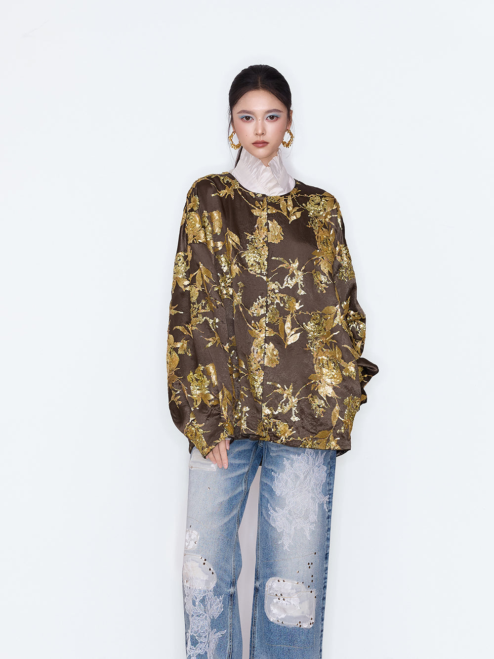 MUKZIN×Flourishing Blooms New Chinese-Style Heavy Floral Embroidered Army Green Jacket
