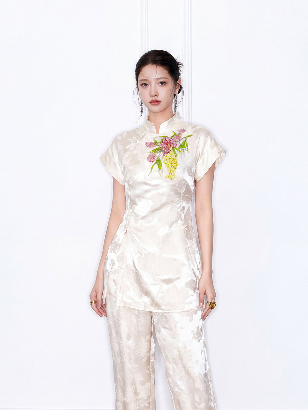 MUKZIN × Capsule Collection New‑Chinese Folk‑Style Jacquard Embroidered Top