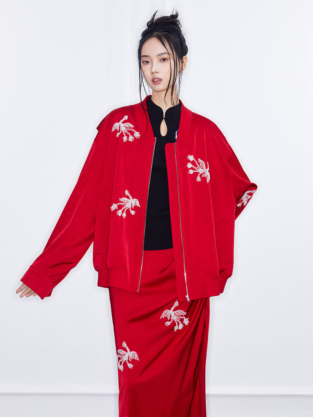 MUKZIN  Spring Prelude "Zebra Finch" Chinese-style Baseball Jacket with a Sense of Design