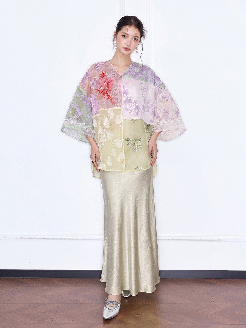 MUKZIN×"Capsule Collection" Modern Chinese Patchwork Short Sleeve Top