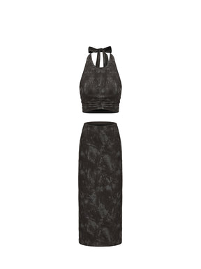 MUKTANK×ARDENCODE Washed-out Knit Halter Spaghetti Strap