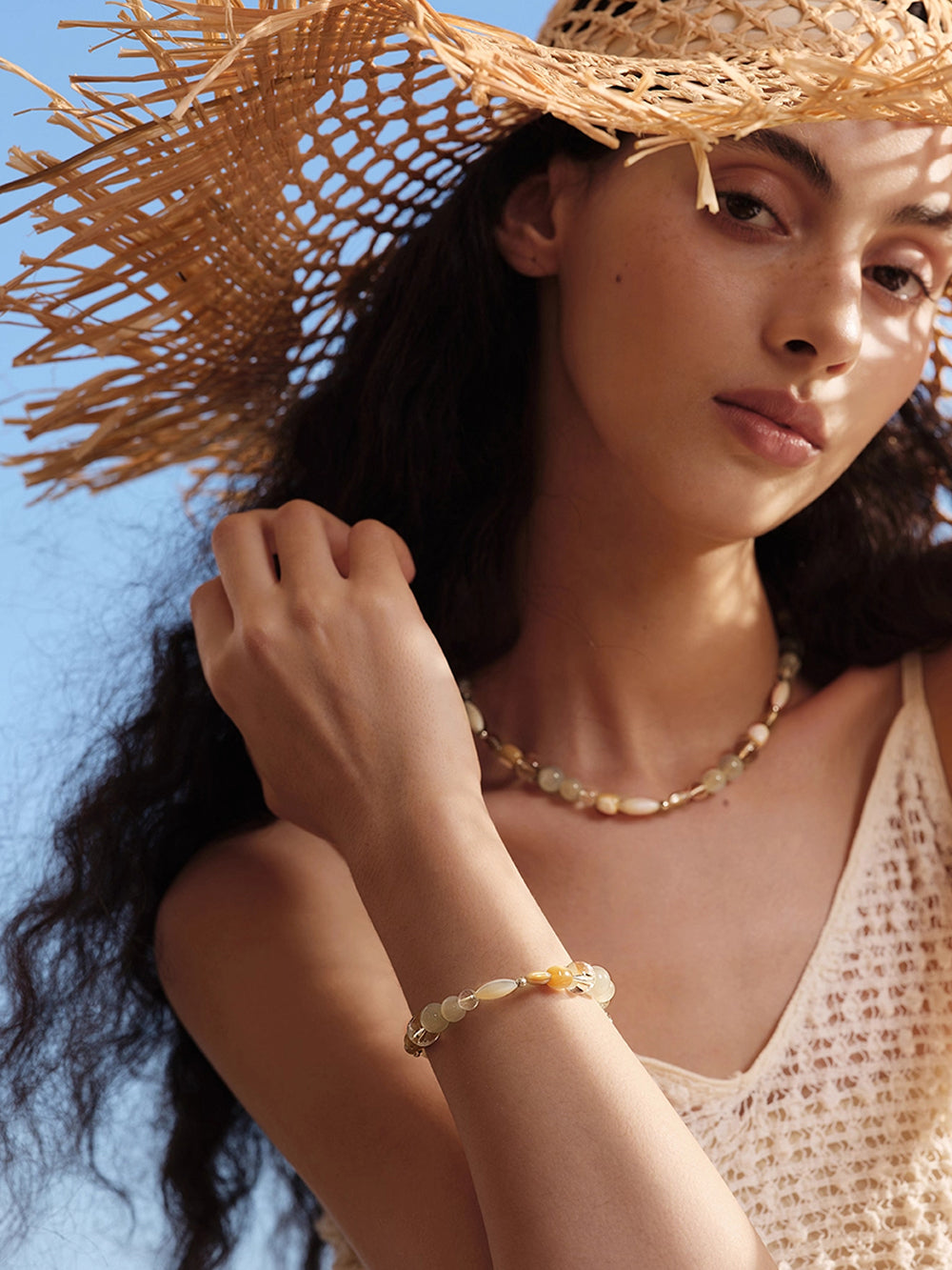 MUKTANK×SUN HUNTER“Fleeting Light”Aquamarine Crystal Bracelet (Copy)