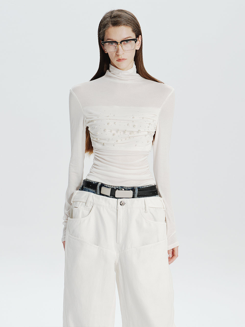 MUKTANK×MODULER Tencel-Wool Pearl Turtleneck Top