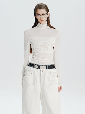 MUKTANK×MODULER Tencel-Wool Pearl Turtleneck Top