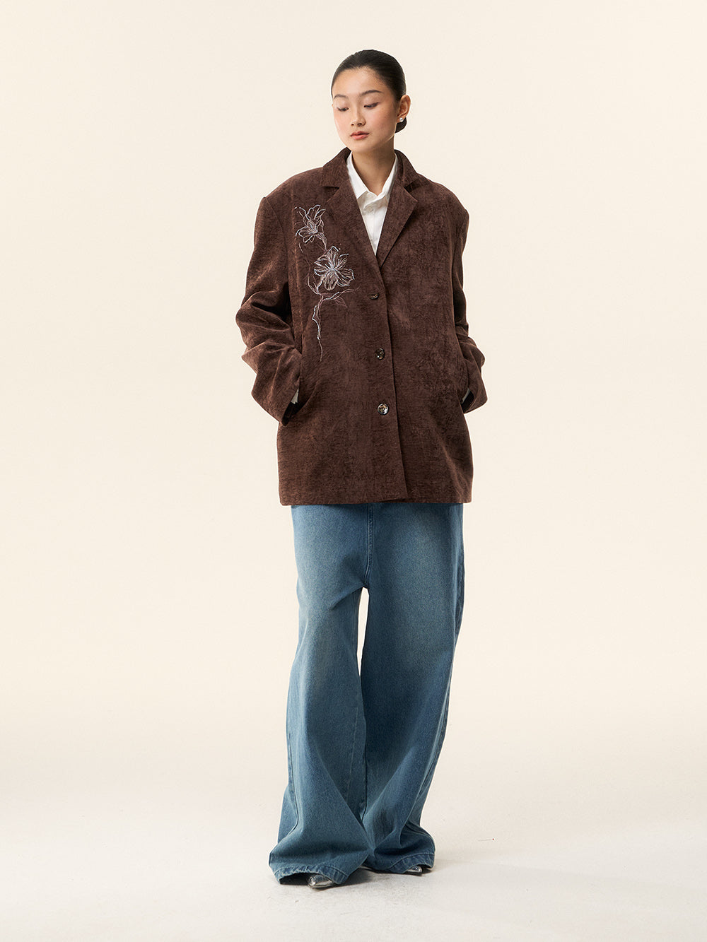 MUKTANK×LOUMUTAKU Embroidered Jacquard Velvet Blazer