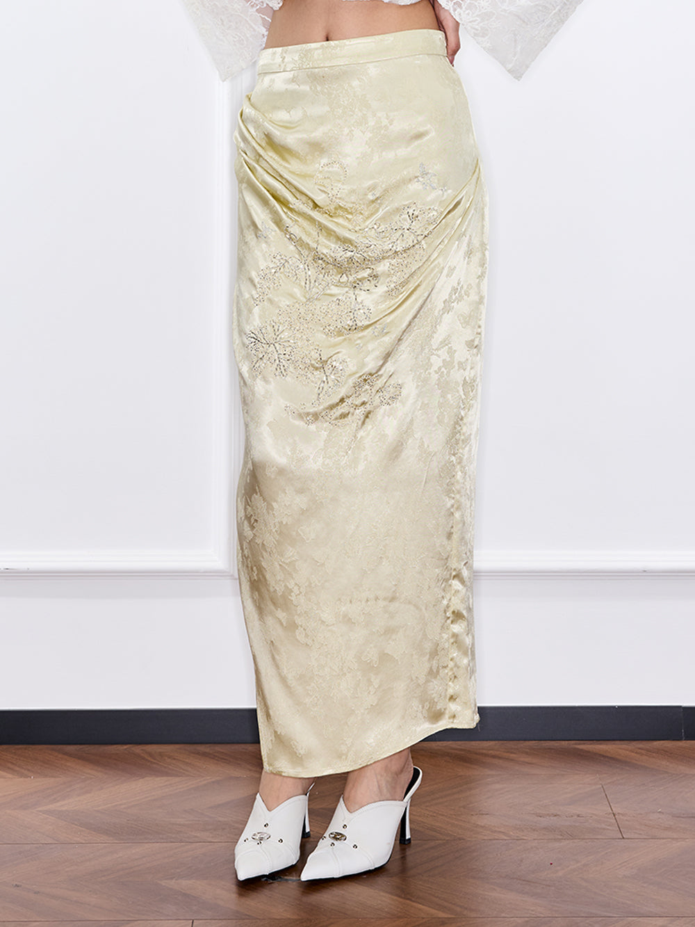 Mukzin "Ode To The New Summer"Light Yellow Elegant Split Pencil Skirt