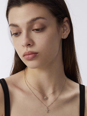 MUKTANK×SUN HUNTERCross and heart double-layer necklace