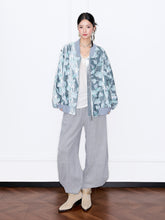 MUKZIN“Capsule Collection”Silver Gray Velvet Jacquard Baseball Jacket