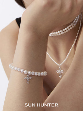 MUKTANK×SUN HUNTER Simple lace cross bracelet