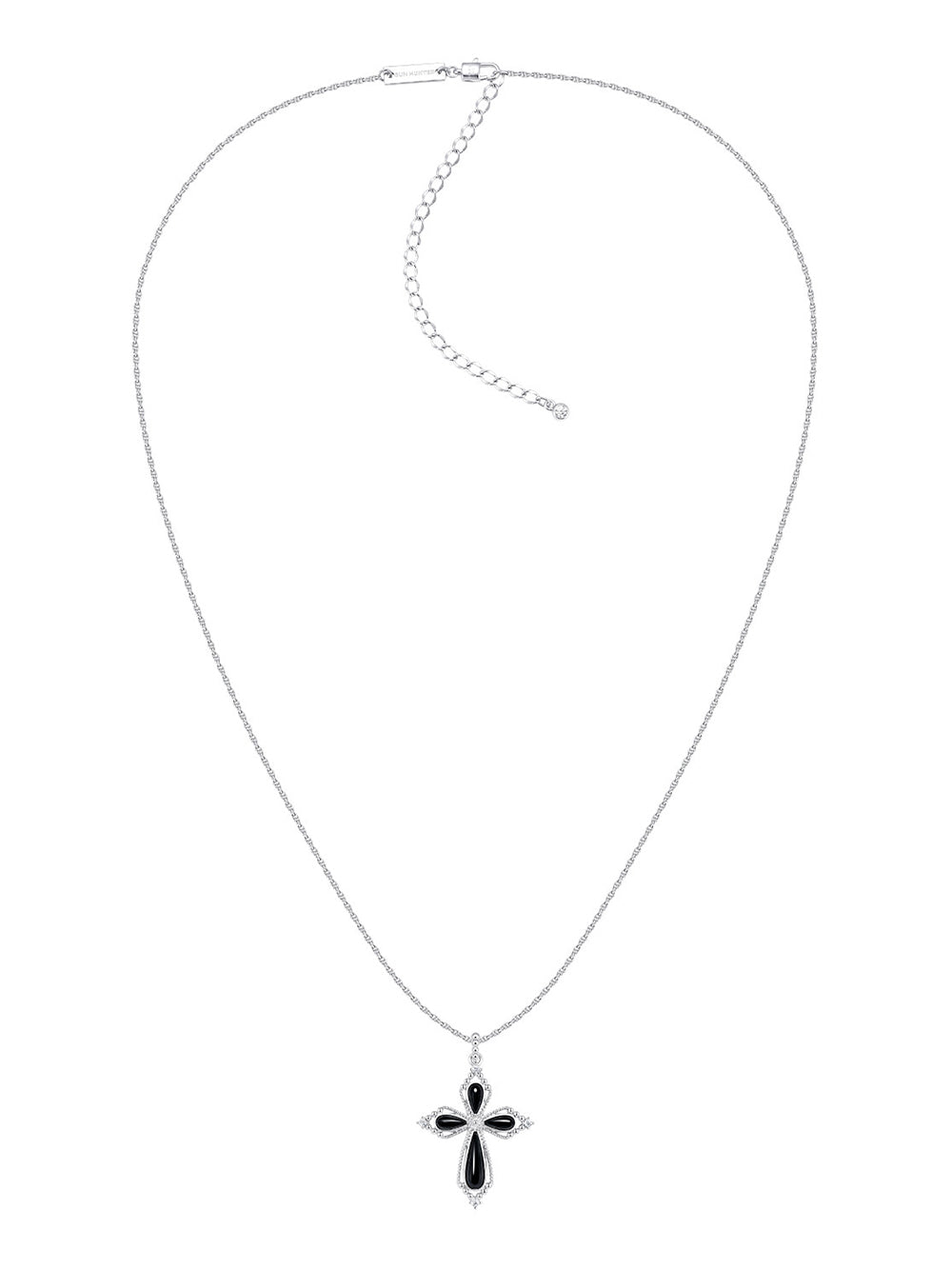 MUKTANK×SUN HUNTER Black Agate Petal Cross Chain Necklace (L)