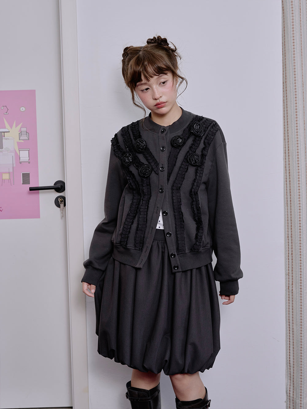 MUKTANK×LOUMUTAKU 3D Flower Baseball Jacket