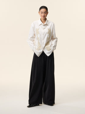 MUKTANK×LOUMUTAKU Beaded Embroidery Camellia Shirt