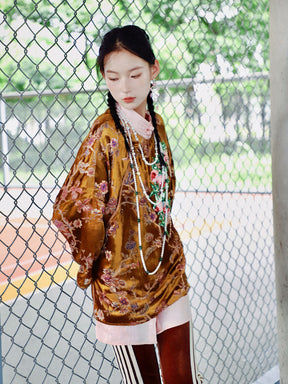 MUKZIN Velvet "Linglongzi"Printed Chinese Style Coat