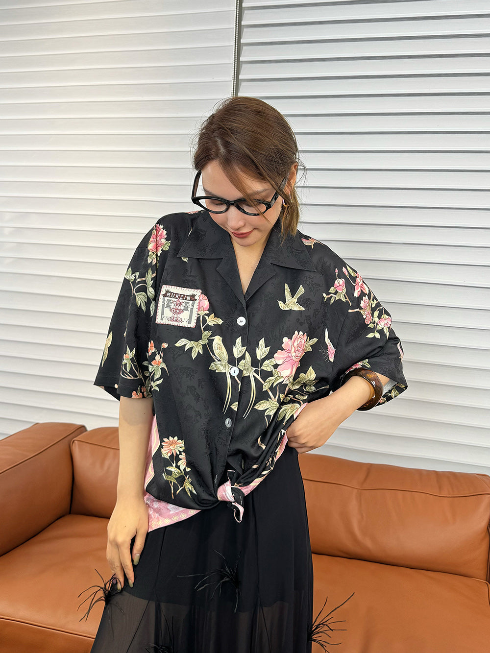 Mukzin“Capsule Collection”New Chinese-Style Printed Short-Sleeved Shirt With A Turned-Up Collar