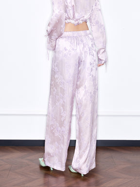 MUKZIN Designer New Chinese Style Jacquard Lace Long Sleeve Mulberry Silk Suit Pants