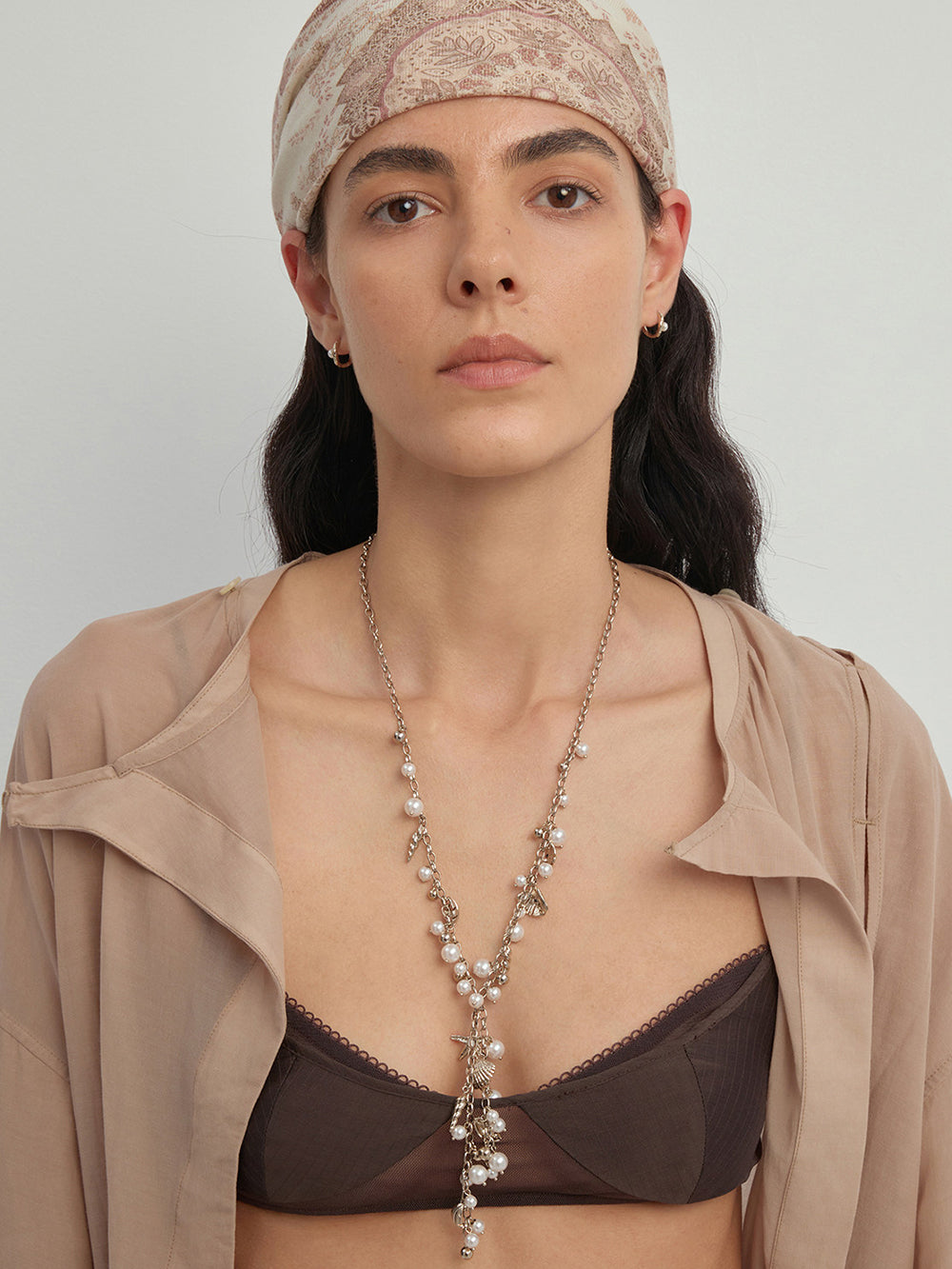 MUKTANK×SUN HUNTER Ocean pearl Y-shaped necklace