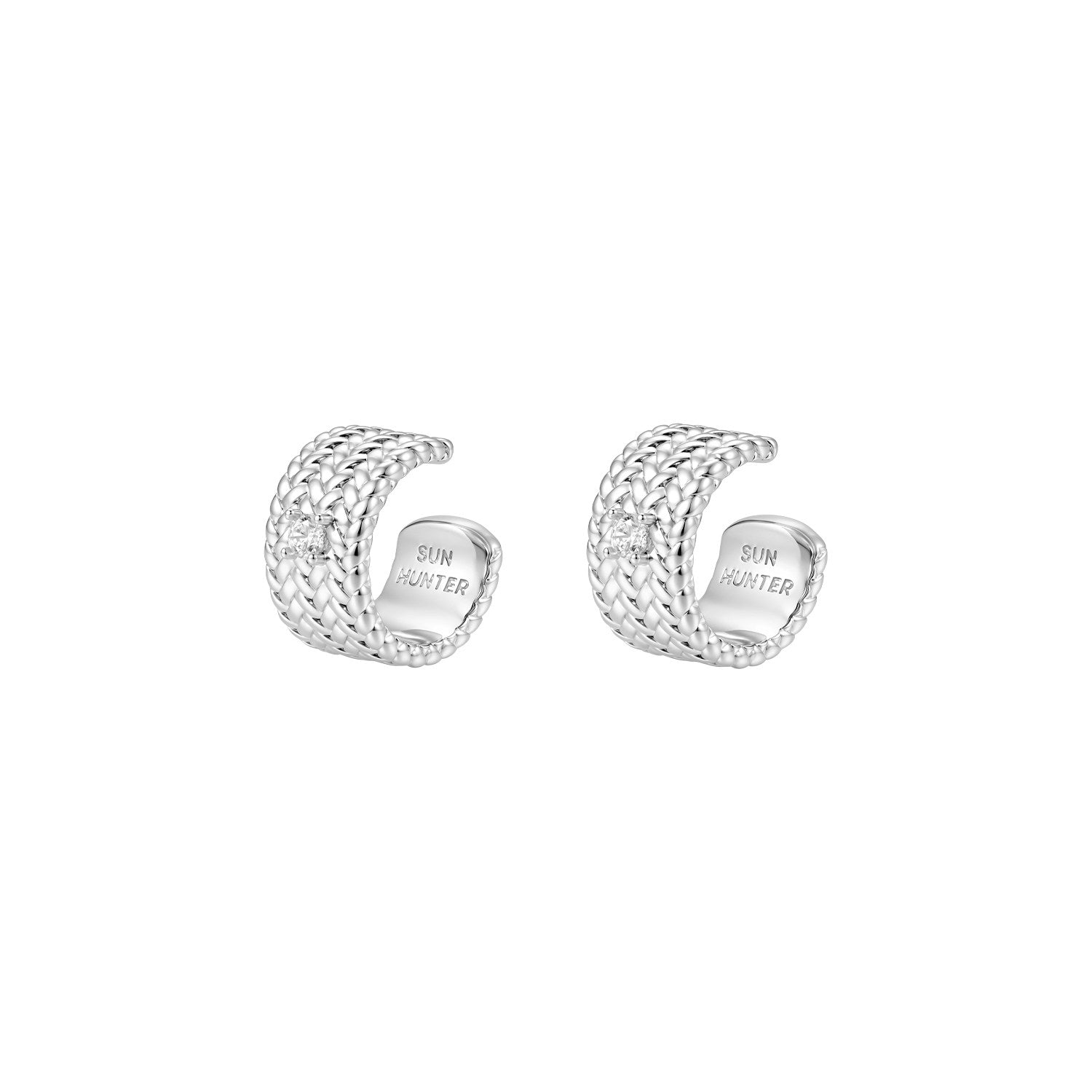 MUKTANK×SUN HUNTER Garden Beaded Single Diamond Earrings (Light Titanium Gold)