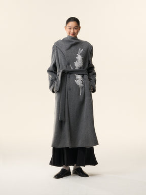 MUKTANK×LOUMUTAKU Gladiolus Beaded Embroidery Scarf Coat