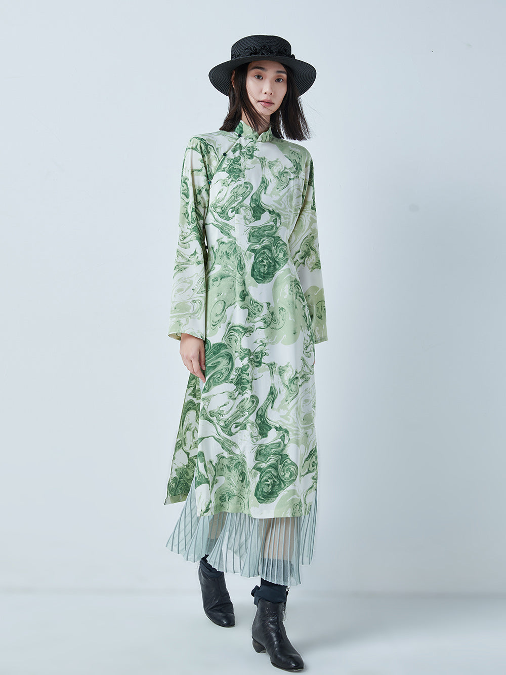 MUKTANK × CUUDICLAB Chinese Style Printed Holiday Maxi Dress