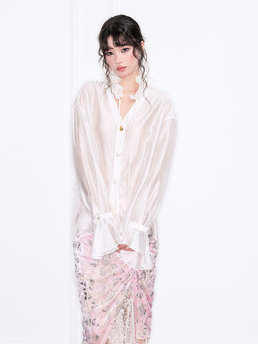 MUKZIN“Realm of Ethereal Mist”Tencel Soft - Light Pearl White Shirt