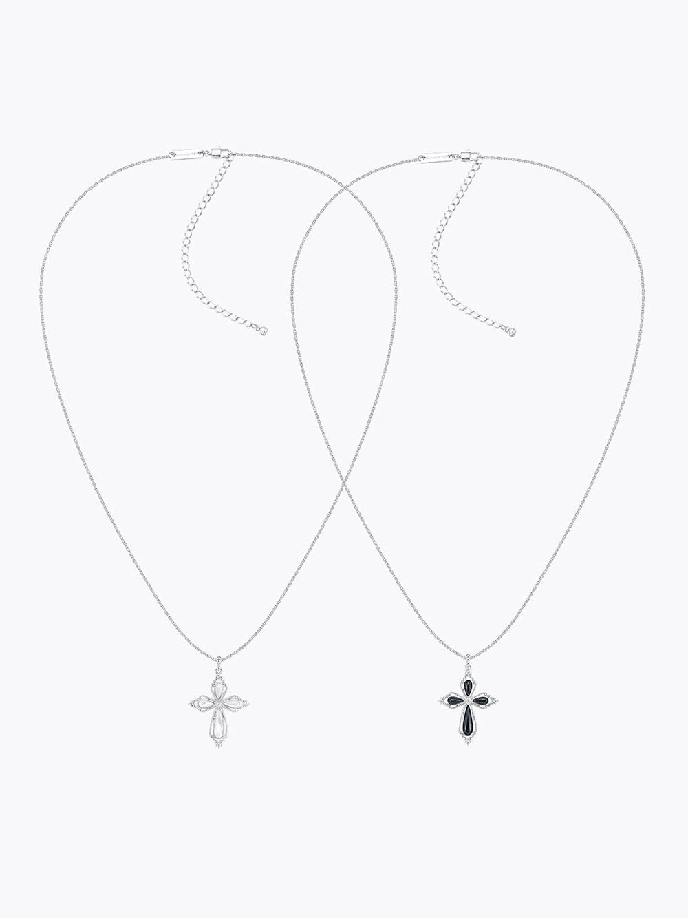 MUKTANK×SUN HUNTER Mother-of-Pearl Petal Cross Chain Necklace (S)