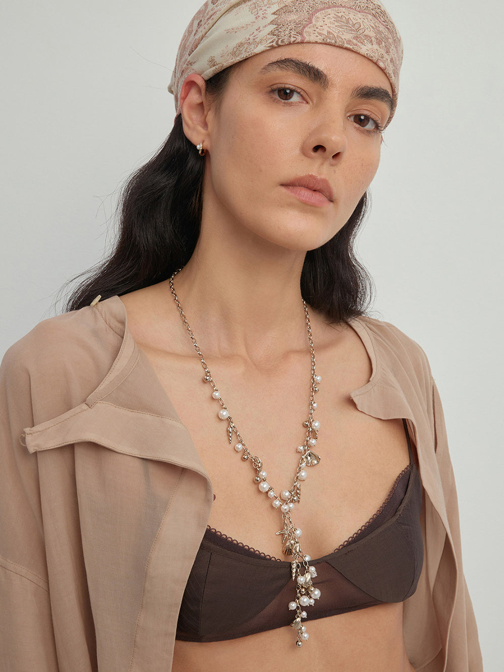 MUKTANK×SUN HUNTER Ocean pearl Y-shaped necklace