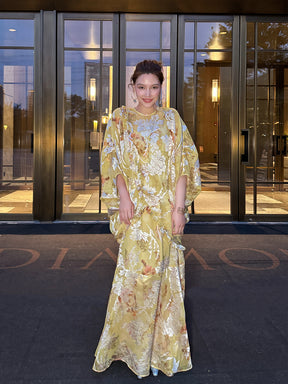 MUKZIN“Capsule Collection”Yellow new Chinese-style slimming maxi dress