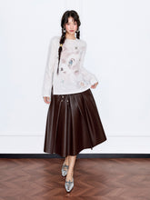 MUKZIN“The Sequence of Deer's Call”White Ink Painting Print Decor Oversized Long-Sleeve Top