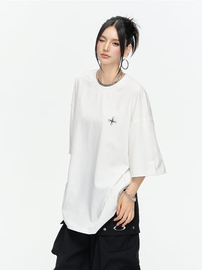 MUKTANK×ARDENCODE Reflective Print Casual 305g Heavyweight Pure Cotton Crewneck Unisex Short-Sleeved Loose T-Shirt
