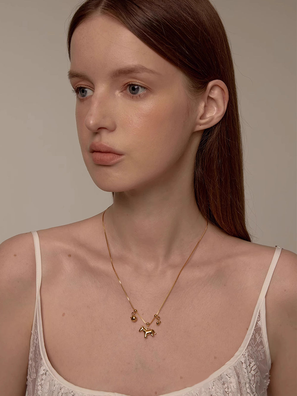 MUKTANK×SUN HUNTER Pullable Pendant Necklace in Pony Shape