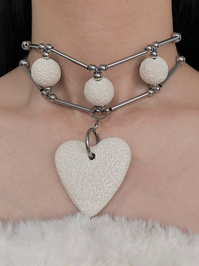 MUKTANK×DARK DREAM Detachable Large Heart-shaped Pendant Dual-purpose Necklace
