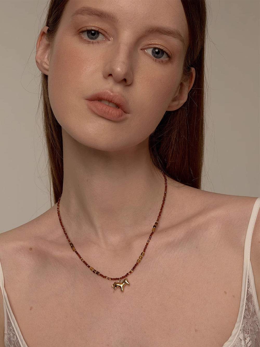 MUKTANK×SUN HUNTER Tiger's Eye Pony Necklace